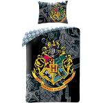 Copripiumini singoli grigi 140x200 cm di cotone Harry Potter Hogwarts 
