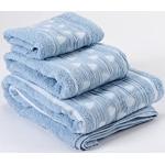 Asciugamani azzurri 100x150 di spugna tinta unita 3 pezzi da bagno 