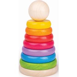 Bigjigs Toys First Rainbow Stacker anelli da infilare in legno