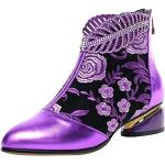 Stivali eleganti lilla numero 39 di gomma con punta quadrata con stringhe tacco a blocco impermeabili con tacco per Donna 