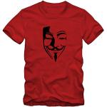 Bisura T-Shirt V per Vendetta Mask (XL Uomo, Rosso)