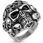 BlackAmazement, anello da donna con motivo di teschio, in acciaio inox massiccio, in stile biker e gotico e Acciaio inossidabile, 20, cod. R-10009-09