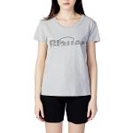 Magliette & T-shirt grigie M di cotone con strass mezza manica con scollo rotondo per Donna Blauer 