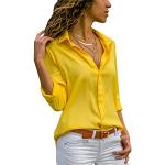 Bluse eleganti gialle XL di chiffon traspiranti manica lunga per Donna Minetom 