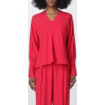 Bluse scontate casual rosse XL in viscosa con scollo a V lavaggio a mano manica lunga per Donna Erika Cavallini Semi-couture 