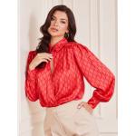 Camicie stretch scontate classiche rosse S all over manica lunga per Donna Guess Marciano 