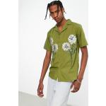 Camicie ricamate scontate verdi M di raso a fiori mezza manica Bolongaro Trevor 
