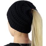 Boolavard BeanieTail Soft Stretch Cable Knit Messy