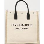 Borsa Rive Gauche Saint Laurent in canvas e pelle con logo stampato