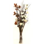 Bouquet di fiori artificiali ed essiccati, alto 90 cm, pronto per un vaso (marrone e crema)