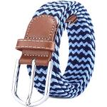 BOZEVON Cintura in tessuto elastico - Cintura in tessuto elasticizzato intrecciato elasticizzato multicolore per Uomo Donna Blu scuro e blu