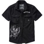 Camicie ricamate scontate nere L di cotone mezza manica per Uomo Brandit Motorhead 