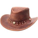 Brandslock Cappello in Pelle Australiano con Berretto a Treccia Originale Cappello Cowboy Aussie Bush (S, Cammello)