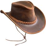 Brandslock Cappello in Pelle Australiano con Berretto a Treccia Originale Cappello Cowboy Aussie Bush (S, Marrone)