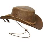 Brandslock Mens Vintage Grande Bordo del Cowboy Australiano di Stile Occidentale Bush Cappello con Chin Cord (Marron, XL)