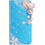 Custodie Huawei blu in similpelle con glitter antishock a libro per Donna 