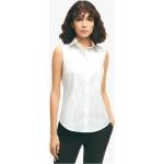Camicie slim eleganti bianche XL di cotone senza manica per Donna Brooks Brothers 