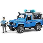 bruder 02597 - Land Rover Defender Station Wagon veicolo della polizia, agente di polizia, equipaggiamento, modulo luci e suoni