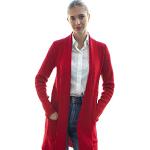 Cardigan lunghi rossi M taglie comode di lana merino da lavare a mano per l'autunno per Donna 