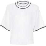 Magliette & T-shirt bianche M con paillettes a girocollo mezza manica con scollo rotondo Brunello Cucinelli 