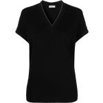 Magliette & T-shirt nere S metallizzate con scollo a V mezza manica con scollo a V Brunello Cucinelli 