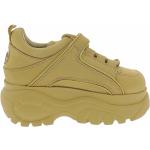 Sneakers larghezza A scontate urban beige numero 39 in nabuk tinta unita con stringhe platform per Donna Buffalo London 