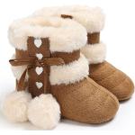 Stivali invernali larghezza E marroni di pelliccia con pon pon per bambina Zumuii 