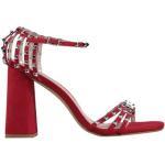 Sandali rossi con punta quadrata con fibbie per l'estate con cinturino per Donna CafèNoiR 