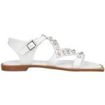 Sandali bianchi numero 36 tinta unita con punta quadrata con cinturino per Donna CafèNoiR 