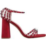 Sandali rossi numero 41 di gomma tinta unita con punta quadrata con fibbie con cinturino per Donna CafèNoiR 