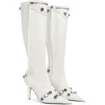 Stivali alti larghezza E bianchi numero 37 di pelle con borchie con cerniera per Donna Balenciaga 