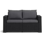 California Sofa 2 Seater Con Cuscini Seduta/schienale - 141x68x71,5h - Round Wicker 6 Mm - Grafite