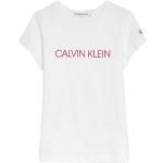 Top bianchi 15/16 anni di cotone Bio sostenibili mezza manica per bambina Calvin Klein Jeans di Dressinn.com 