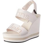 Sandali larghezza E scontati eleganti bianchi numero 38,5 in poliestere Bio con zeppa per Donna Calvin Klein Jeans 