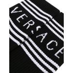 Sciarpe nere in misto cotone a righe stampate Versace 