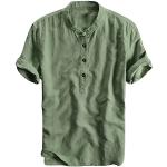 Camicie slim business verde militare 3 XL taglie comode di cotone mezza manica per Uomo 