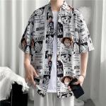 Camicie hawaiane bianche 3 XL taglie comode in poliestere mezza manica per Uomo 