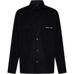 Camicie ricamate nere di cotone a tema Parigi manica lunga Balmain 