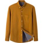 Camicie casual gialle 3 XL taglie comode in velluto a coste lavaggio a mano manica lunga con manica lunga per Uomo 