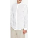 Camicie classiche bianche M di lino tinta unita manica lunga alla coreana per Uomo Giorgio Armani Exchange 