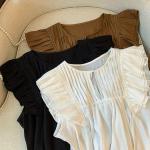 Bluse eleganti nere XL di cotone tinta unita lavabili in lavatrice senza manica per Donna 