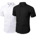 Camicie da lavoro nere 3 XL taglie comode tinta unita per l'estate mezza manica con manica corta per Uomo 