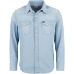 Camicie blu XXL di cotone di jeans per Uomo Wrangler 