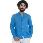 Camicie Oxford azzurre 3 XL taglie comode di lino tinta unita per Uomo 