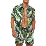Camicie hawaiane eleganti verdi XXL taglie comode traspiranti lavabili in lavatrice per festa mezza manica per Uomo 