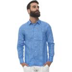 Camicie Oxford azzurre 3 XL taglie comode di lino tinta unita manica lunga per Uomo 