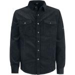 Camicie nere 5 XL taglie comode di cotone con scollo tondo manica lunga con manica lunga per Uomo Black Premium by EMP 