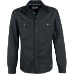 Camicie business nere 5 XL taglie comode di cotone con scollo tondo manica lunga con manica lunga per Uomo Black Premium by EMP 