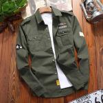 Camicie militari verde militare 3 XL taglie comode di cotone manica lunga con manica lunga per Uomo 