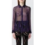 Camicie stampate scontate casual viola di seta zebrate manica lunga Versace 